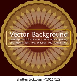 Vector illustration of the object as a floral rosette on a brown background in orange colors. For brochures, invitations, covers.