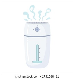 
Vector illustration of an object, logo, humidifier. Home microclimate, aroma diffuser, aromatherapy, maintaining air humidity. Home appliance.