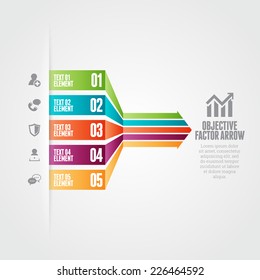 Vector Illustration Of Objective Factor Arrow Infographic Design Elements.