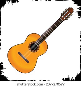 Vector illustration objects guitar is a stringed instrument that is played by picking