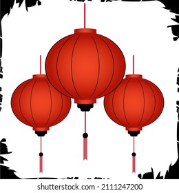 Vector illustration objects icon circle red lantern
