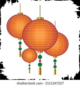 Vector illustration objects icon circle red lantern