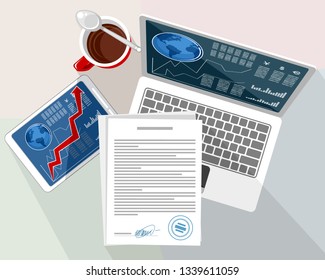 Vector illustration of objects on the desktop