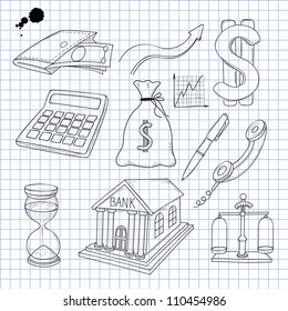 Vector illustration of objects on the economy