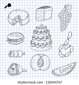 Vector illustration of objects on the topic of food