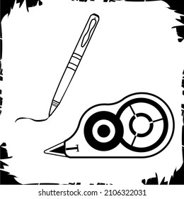 Vector illustration objects stationary ICON Ballpoint and Correction Pen