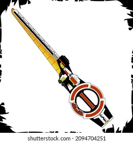 Vector illustration objects super hero masked rider faiz blaster device sword mode