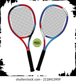 Vector illustration objects Tennis Rackets and Tennis ball