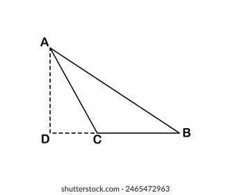 Vector illustration of obtuse triangle ABC on white background.