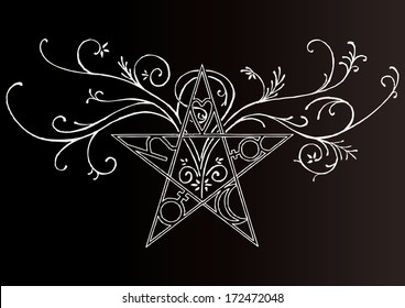 Vector illustration of occult symbol. Hand drawn, authentic, inventive, vintage, stylized, personalized.