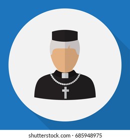 Vector Illustration Of Occupation Symbol On Priest Flat Icon. Premium Quality Isolated Padre Element In Trendy Flat Style.