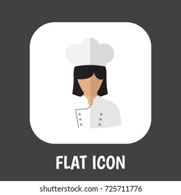 Vector Illustration Of Occupation Symbol On Cook Flat Icon. Premium Quality Isolated Chef Element In Trendy Flat Style.