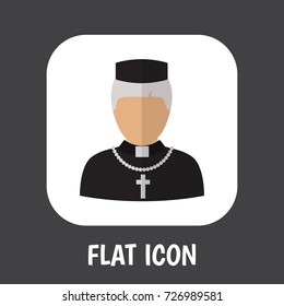 Vector Illustration Of Occupation Symbol On Priest Flat Icon. Premium Quality Isolated Padre Element In Trendy Flat Style.