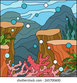 Vector illustration, ocean background (under the sea)