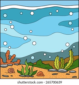 Vector illustration, ocean background (under the sea)