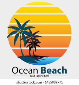 Vector illustration, Ocean beach symbol or logo.