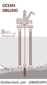  vector illustration of a Ocean Drilling