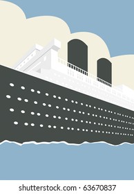 Vector illustration of an Ocean Liner Cruise Ship Boat at Sea