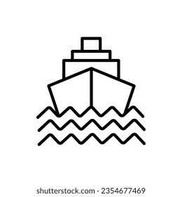 Vector illustration of an ocean liner. Icon of shipping goods or services by sea by ship. Isolated against a blank background.