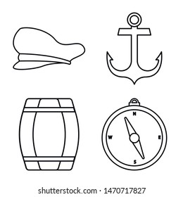 Vector illustration of ocean and travel symbol. Set of ocean and voyage stock symbol for web.