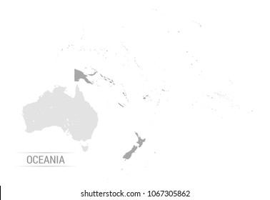 Vector Illustration of Oceania Continent in Greyscale color