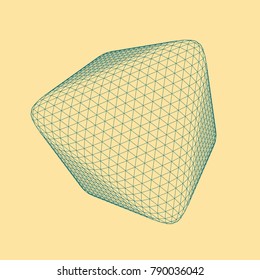 Vector illustration of Octahedron â?? regular platonic solid figure. Three-dimensional transparent object. Abstract polygonal shape and simple geometric form. Isolated on colored background.