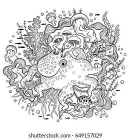 Vector illustration with octopus