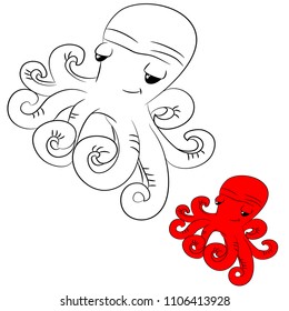 vector illustration of octopus coloring