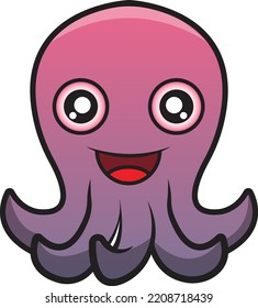 Vector Illustration of Octopus in Cute Style