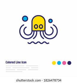 Vector illustration of octopus icon colored line. Beautiful marine element also can be used as tentacle icon element.