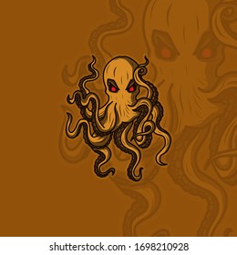 vector illustration of octopus. Octopus logo.