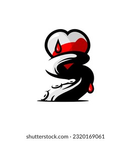 vector illustration of octopus and love sign, love day	