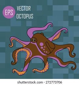 Vector illustration of octopus ocean (octopus and tentacles) 