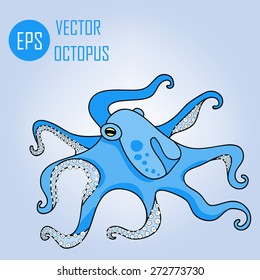 Vector illustration of octopus ocean (octopus and tentacles) 