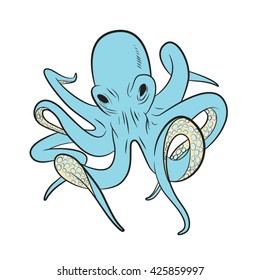 Vector illustration octopus on white background.