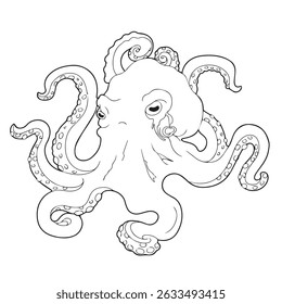 ilustração vetorial de polvo em contornos aparências
