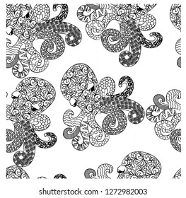 
vector illustration, octopus pattern, coloring