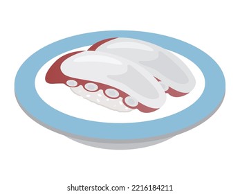 Vector Illustration Of Octopus Sushi