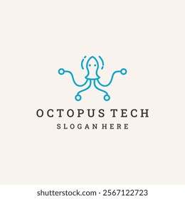 vector illustration of octopus tech logo design. 