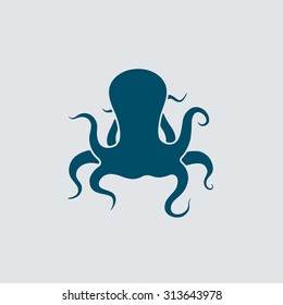 Vector illustration of octopus. Template for logos, labels and emblems.