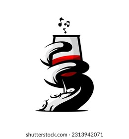 vector illustration of an octopus or tentacle wrapped around a glass of wine