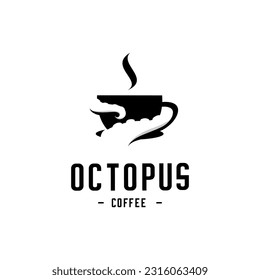 vector illustration of an octopus or tentacle wrapped around a cup of coffee