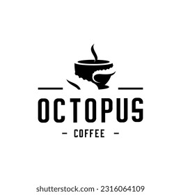 vector illustration of an octopus or tentacle wrapped around a cup of coffee