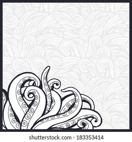 Vector illustration with octopus tentacles.