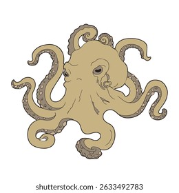 ilustração vetorial de polvo em aparências vintage