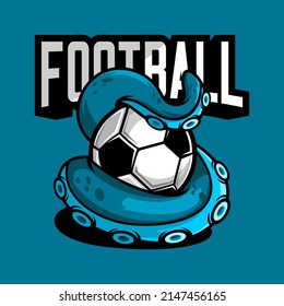 vector illustration of octopus wrapped around a soccer ball