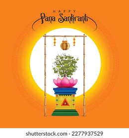 Vector illustration of odisha new year Pana Sankranti with festive elements