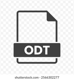 Vector illustration of ODT file in dark color and transparent background(PNG).