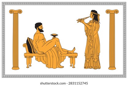 Vector illustration of Odysseus and Calypso