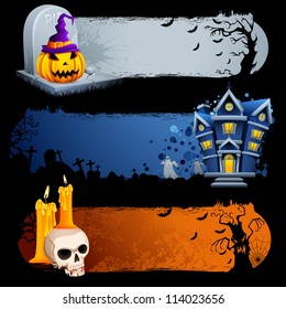 vector illustration ofcollection of scary Halloween banner